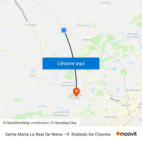 Santa María La Real De Nieva to Robledo De Chavela map