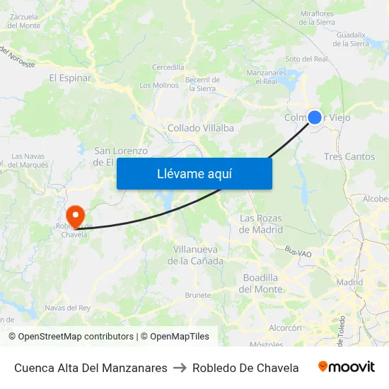 Cuenca Alta Del Manzanares to Robledo De Chavela map