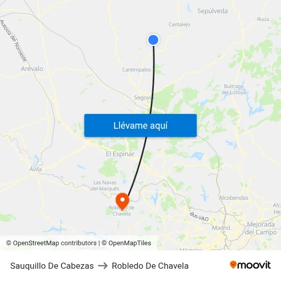 Sauquillo De Cabezas to Robledo De Chavela map
