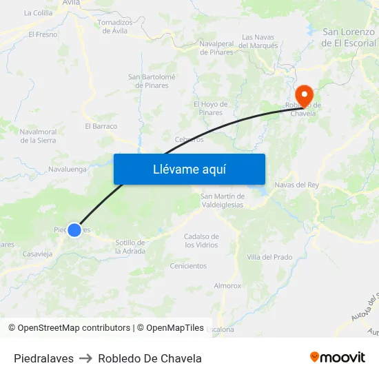 Piedralaves to Robledo De Chavela map