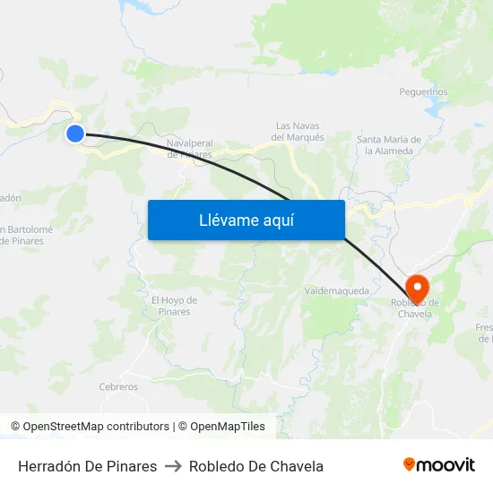 Herradón De Pinares to Robledo De Chavela map
