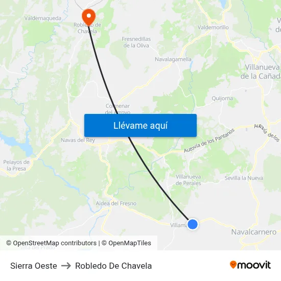Sierra Oeste to Robledo De Chavela map