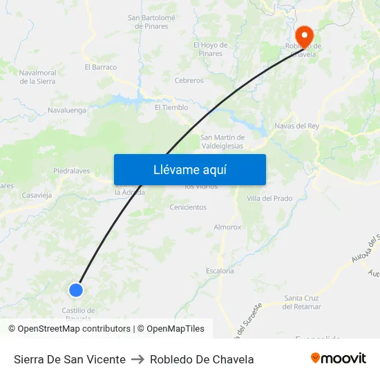 Sierra De San Vicente to Robledo De Chavela map