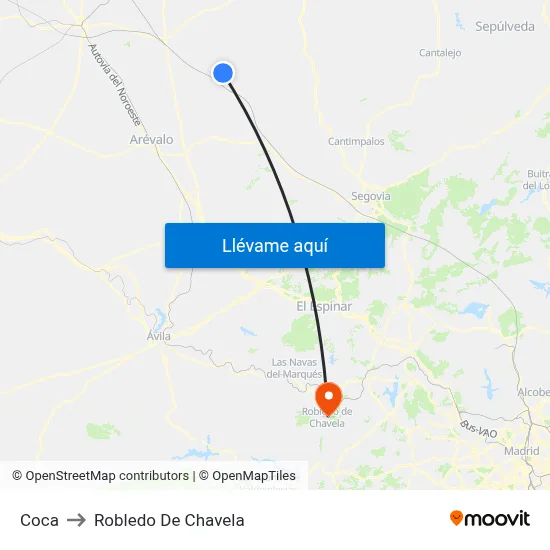 Coca to Robledo De Chavela map