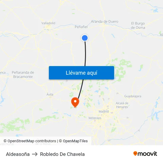 Aldeasoña to Robledo De Chavela map