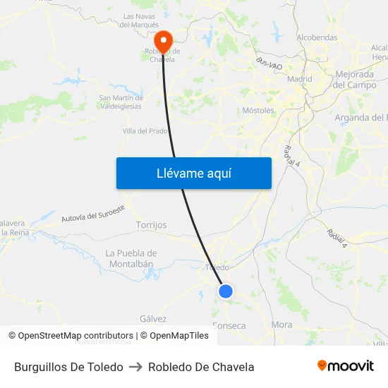 Burguillos De Toledo to Robledo De Chavela map