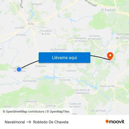 Navalmoral to Robledo De Chavela map