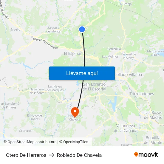 Otero De Herreros to Robledo De Chavela map