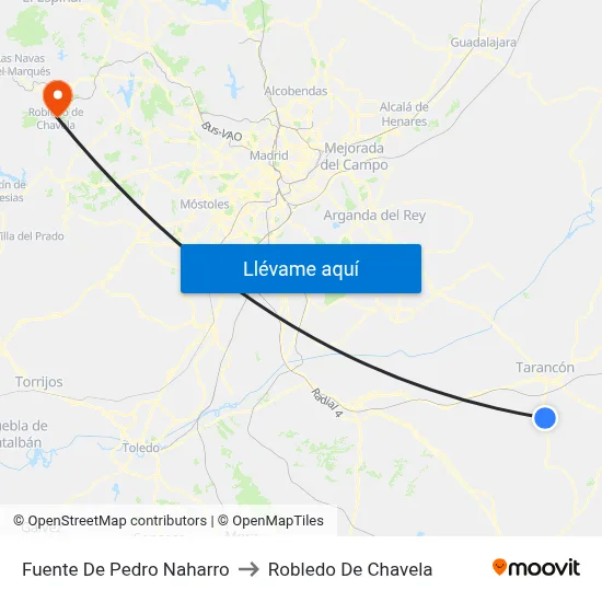 Fuente De Pedro Naharro to Robledo De Chavela map