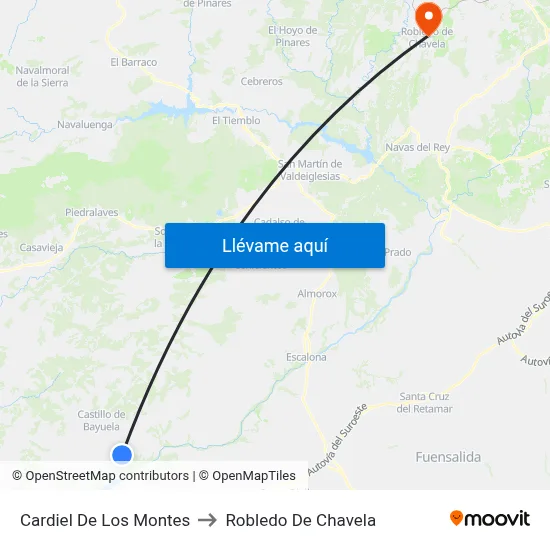 Cardiel De Los Montes to Robledo De Chavela map