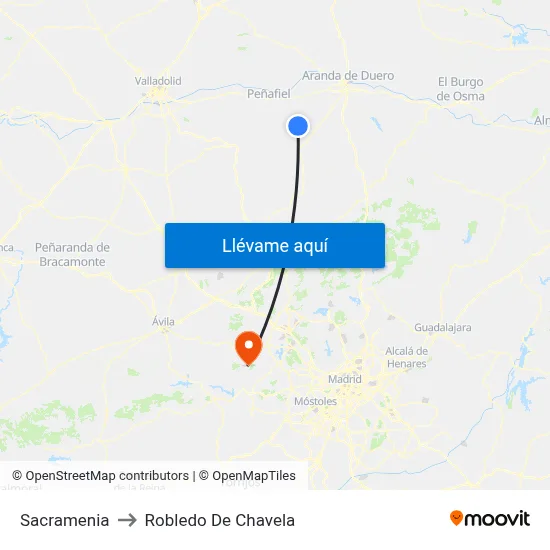 Sacramenia to Robledo De Chavela map