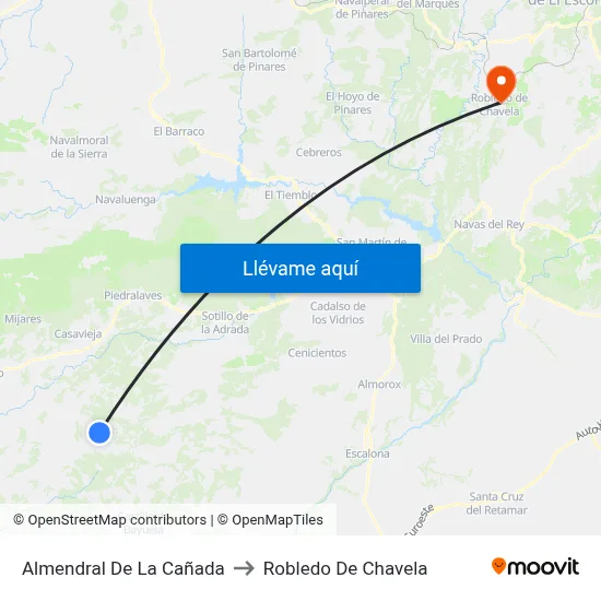 Almendral De La Cañada to Robledo De Chavela map