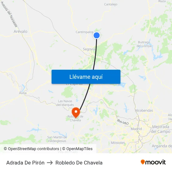 Adrada De Pirón to Robledo De Chavela map