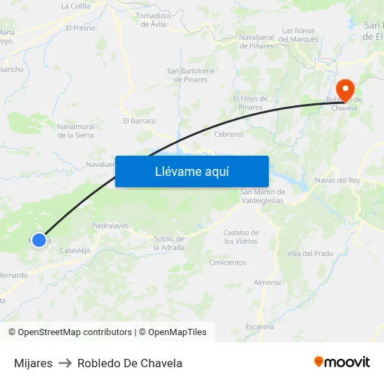 Mijares to Robledo De Chavela map