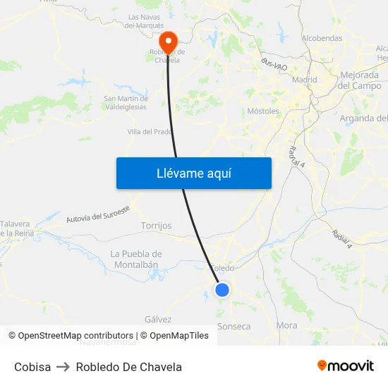 Cobisa to Robledo De Chavela map