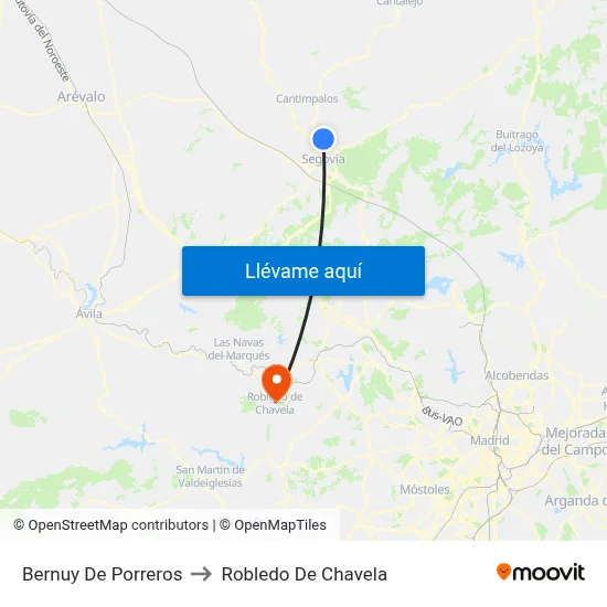 Bernuy De Porreros to Robledo De Chavela map