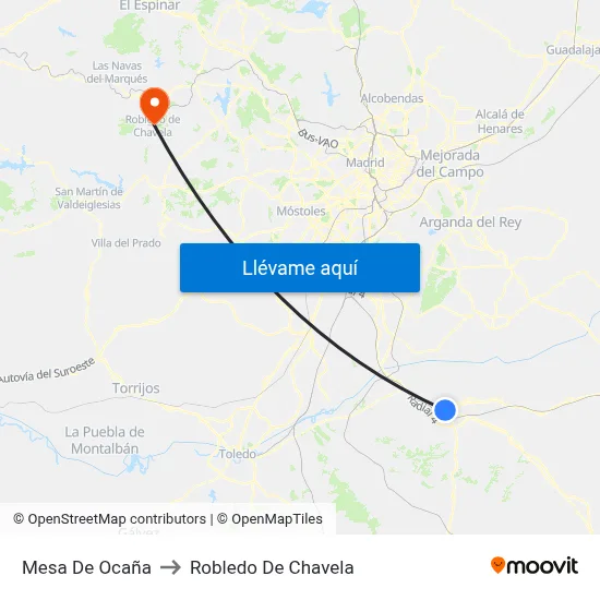 Mesa De Ocaña to Robledo De Chavela map