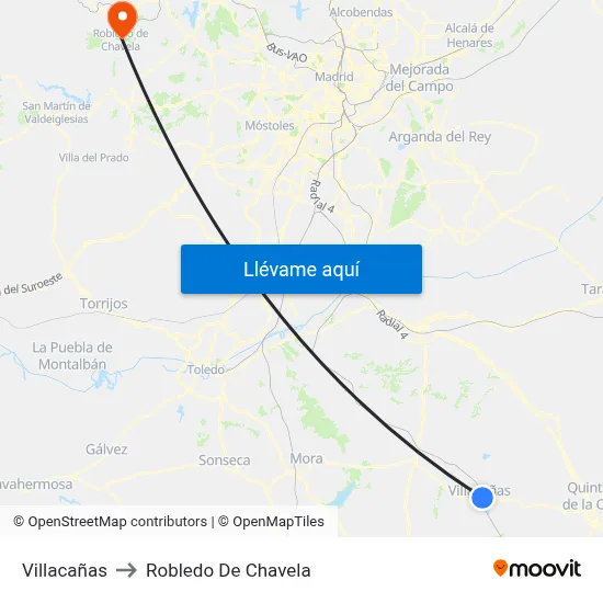 Villacañas to Robledo De Chavela map