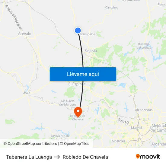 Tabanera La Luenga to Robledo De Chavela map