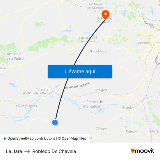 La Jara to Robledo De Chavela map