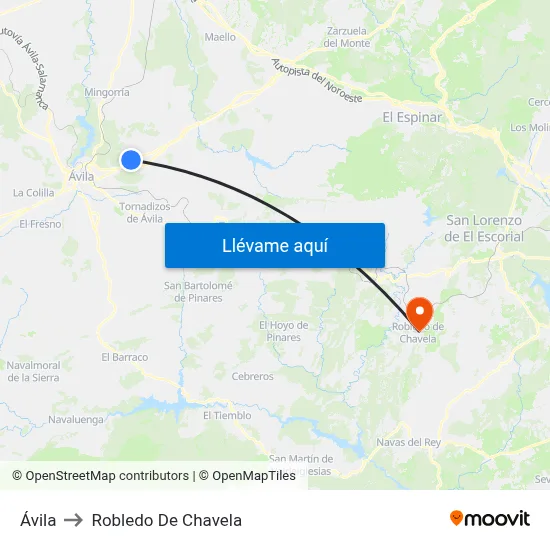 Ávila to Robledo De Chavela map