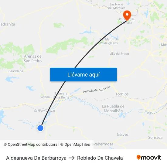 Aldeanueva De Barbarroya to Robledo De Chavela map