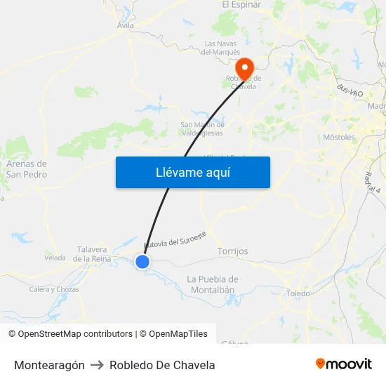 Montearagón to Robledo De Chavela map