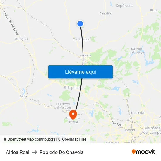 Aldea Real to Robledo De Chavela map
