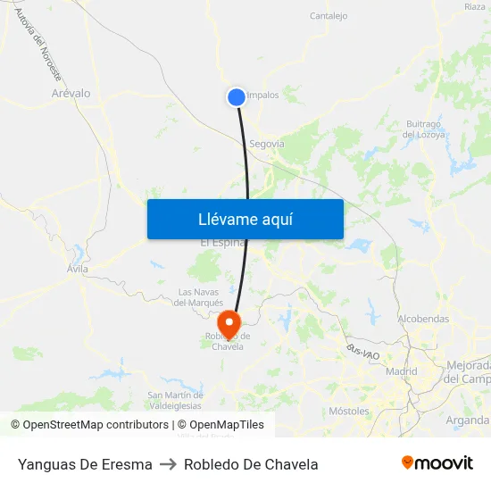 Yanguas De Eresma to Robledo De Chavela map