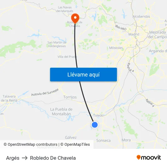 Argés to Robledo De Chavela map