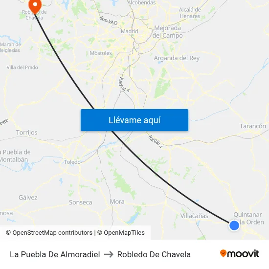 La Puebla De Almoradiel to Robledo De Chavela map
