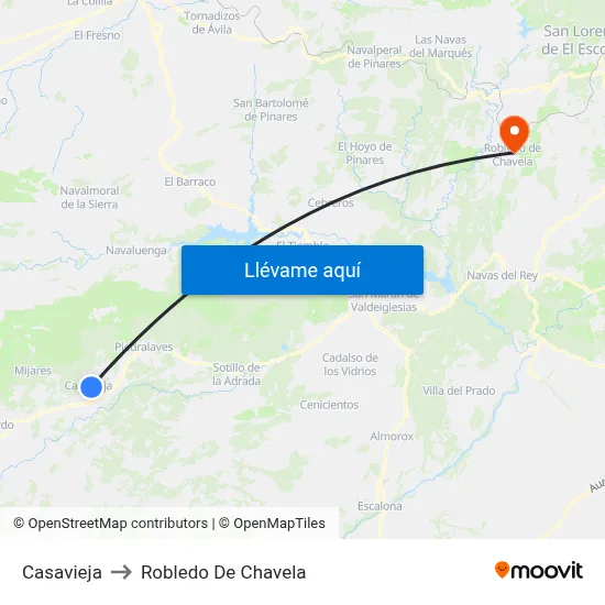 Casavieja to Robledo De Chavela map
