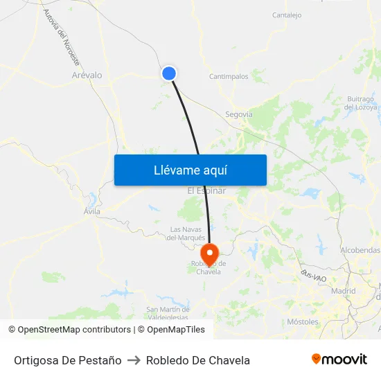Ortigosa De Pestaño to Robledo De Chavela map