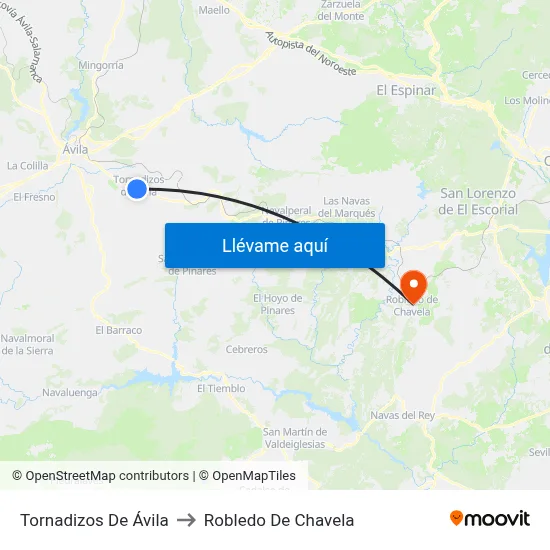 Tornadizos De Ávila to Robledo De Chavela map