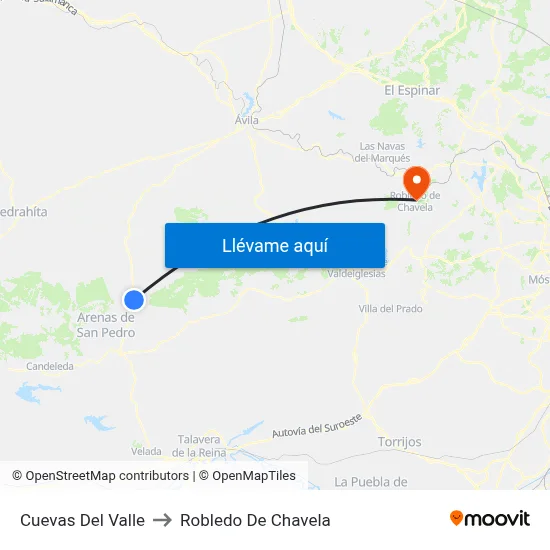 Cuevas Del Valle to Robledo De Chavela map