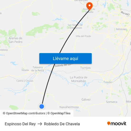 Espinoso Del Rey to Robledo De Chavela map