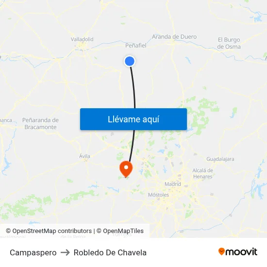 Campaspero to Robledo De Chavela map