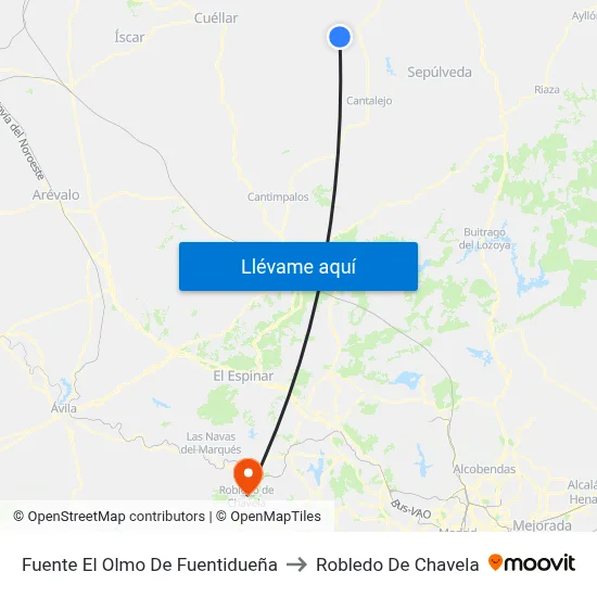 Fuente El Olmo De Fuentidueña to Robledo De Chavela map