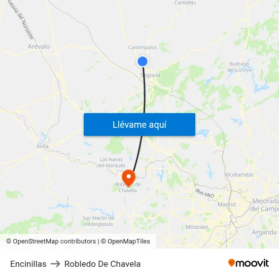 Encinillas to Robledo De Chavela map
