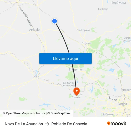 Nava De La Asunción to Robledo De Chavela map