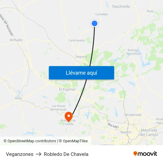 Veganzones to Robledo De Chavela map