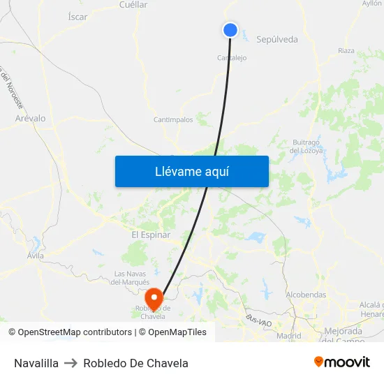 Navalilla to Robledo De Chavela map