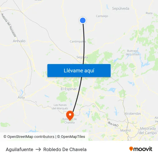 Aguilafuente to Robledo De Chavela map