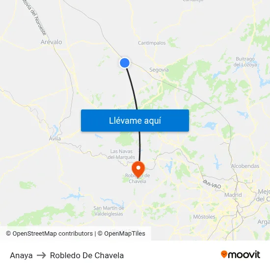 Anaya to Robledo De Chavela map