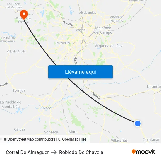 Corral De Almaguer to Robledo De Chavela map