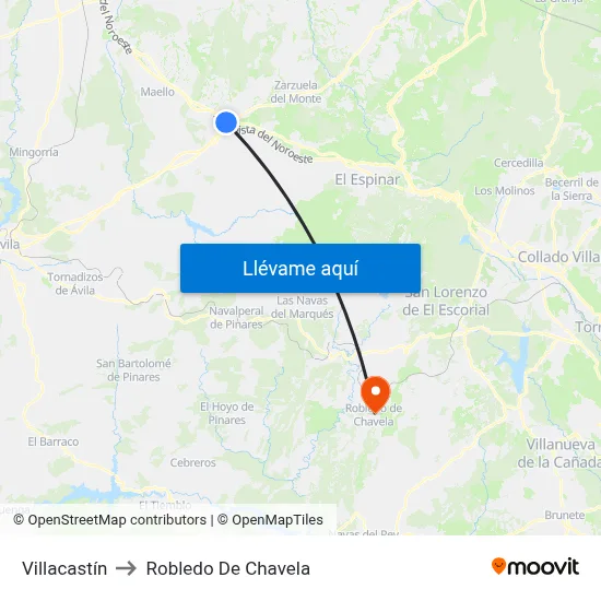 Villacastín to Robledo De Chavela map
