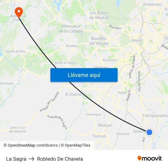 La Sagra to Robledo De Chavela map