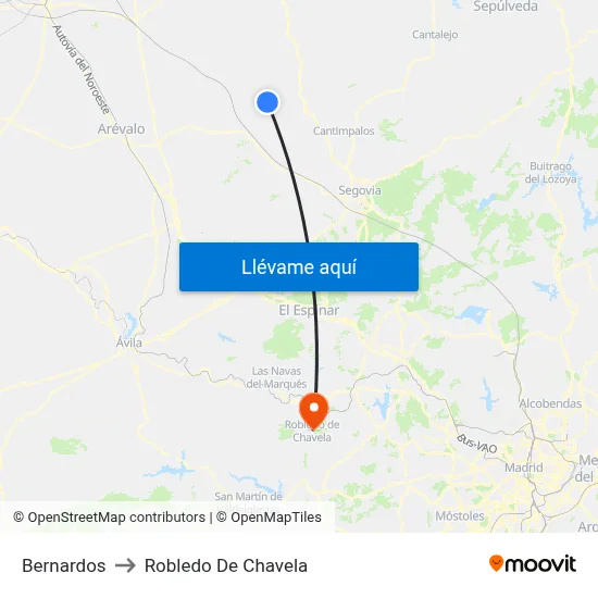 Bernardos to Robledo De Chavela map