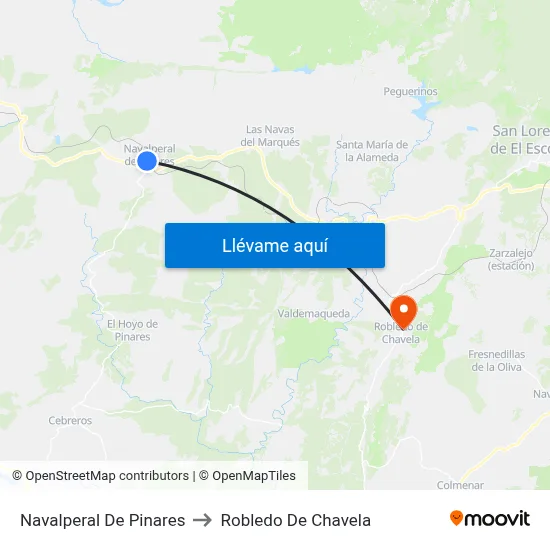Navalperal De Pinares to Robledo De Chavela map