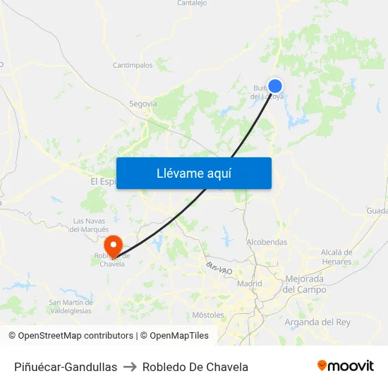 Piñuécar-Gandullas to Robledo De Chavela map